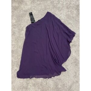 Erin Fetherston Dress Women 4 Cape Sleeve Sheer Overlay Side Zip Purple Cocktail